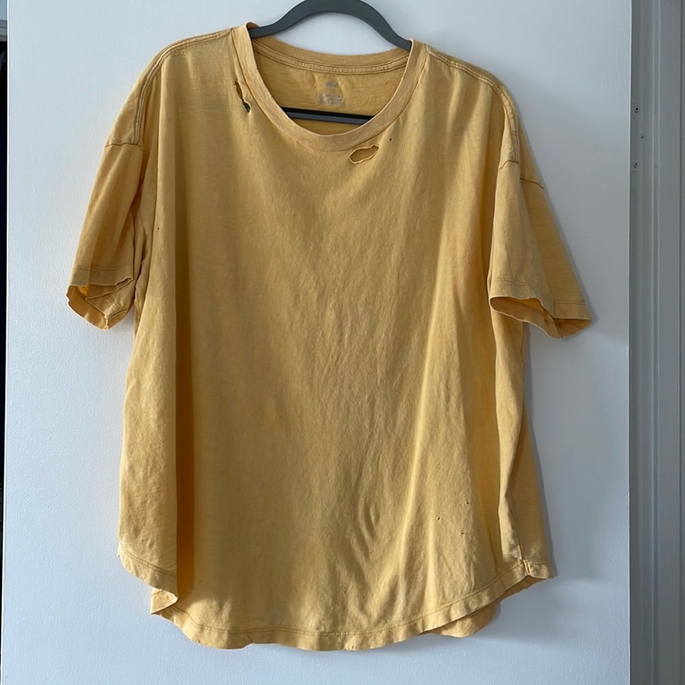 Distressed Aerie Yellow Shirt